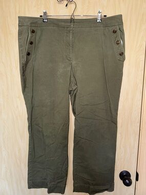 Talbots Women’s 18 PETITE Olive Green Wide Leg Cotton Pants